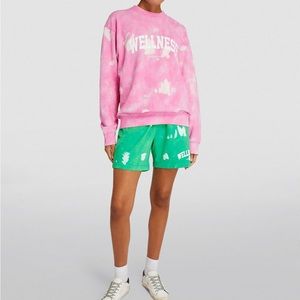 Sporty & Rich Wellness Green Tiedye shorts in size XL (extra large).